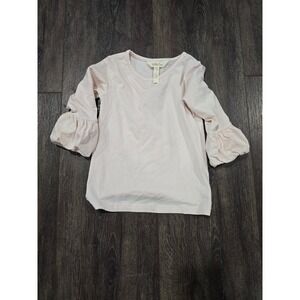 Matilda Jane Girls Light Pink Puff Bell Sleeve Top Size 4 Cotton Spandex Blend